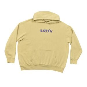 Levi's Men's 2XL Brown Cotton Hoodie - Preowned Purple Spellout Super Soft